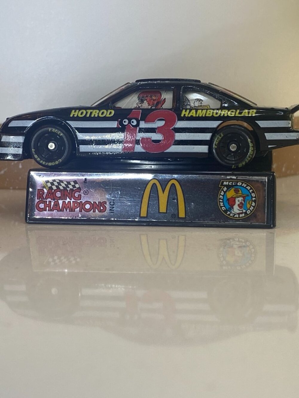 Racing Champions 1993 McDonald's Hotrod Hamburglar #13 Diecast Car w Stand